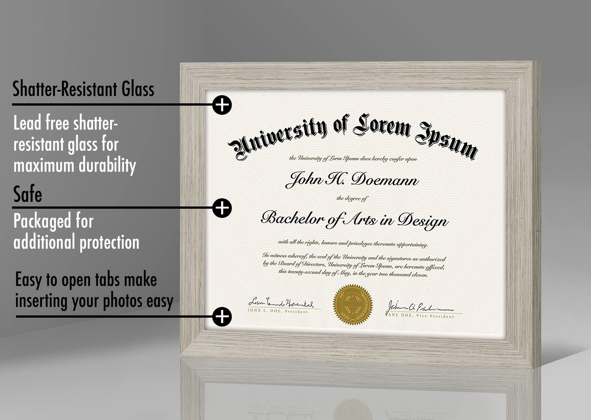 Americanflat 8.5x11 Diploma Frame with Shatter-Resistant Glass - Document Frames with Engineered Wood - Legacy Collection - Cert